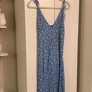 Blue & white v neck reformation dress